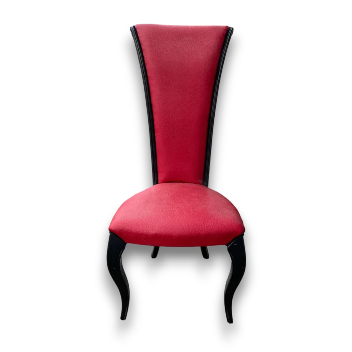 Chaise design rouge au dossier haut incurvé – Fauteuil de France