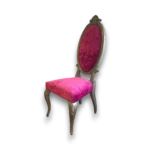 Chaise baroque moderne en velours rose et bois sculpté – Fauteuil de France