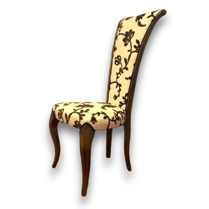 Chaise baroque classique bois patiné et tissu rayé – Fauteuil de France