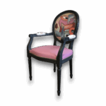 Fauteuil Louis XVI expressionniste avec dossier abstrait – Fauteuil de France