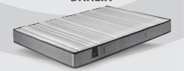 matelas mousse à mémoire Dahlia en tissu gris sur fond clair