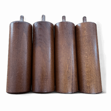 Pieds de sommier cylindriques en bois foncé vue de face