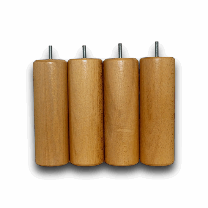 Pieds de sommier cylindriques bois naturel vernis